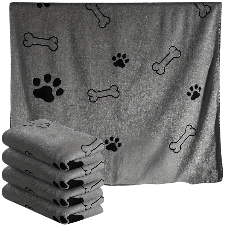 Felineau Serviette de Séchage à Poches pour Chien - Lot de 4