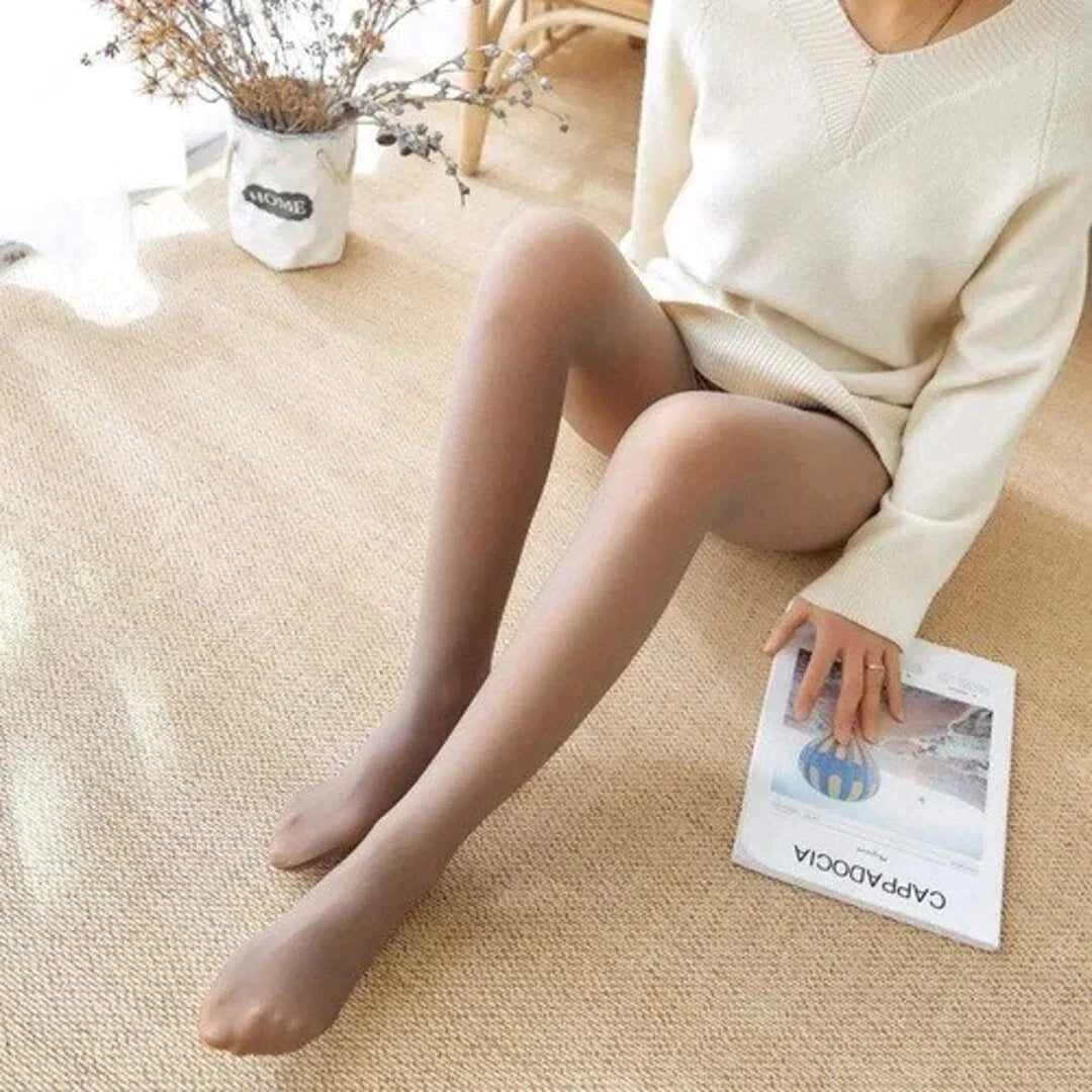 Collants à taille haute doublés polaire effet transparent