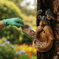 Mangeoire à oiseaux visage d’arbre en résine