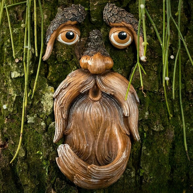 Mangeoire à oiseaux visage d’arbre en résine