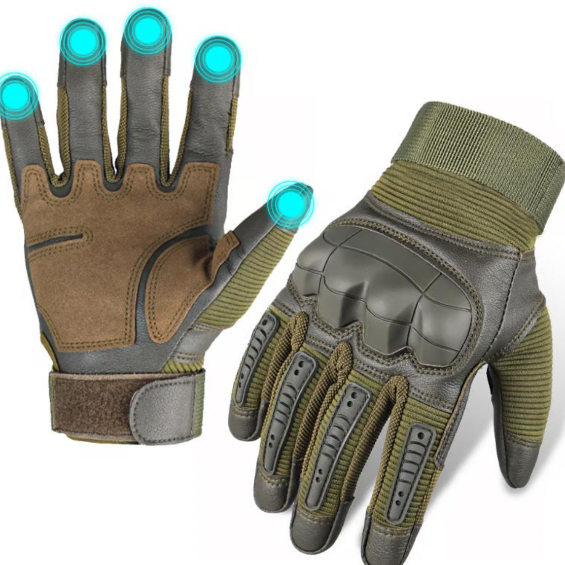 Gants à doigts complets avec protection des articulations et embouts tactiles