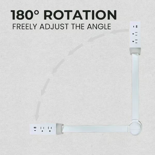 Bras de prise électrique de 70 cm avec ports USB-A et USB-C