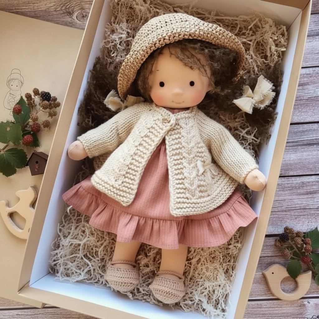Poupée artisanale en coton style Waldorf – Jouet doux pour jeu imaginatif – image 2