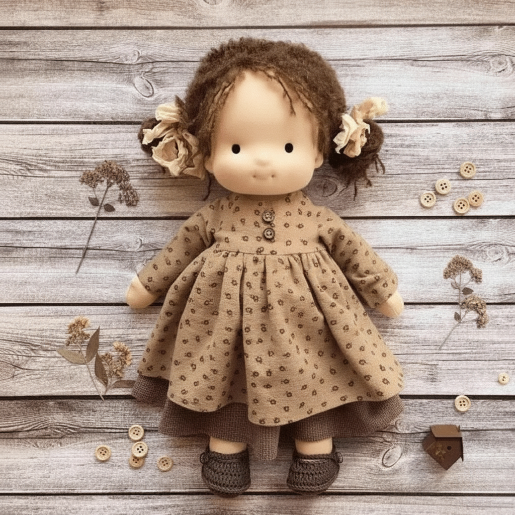 Poupée artisanale en coton style Waldorf – Jouet doux pour jeu imaginatif – image 14