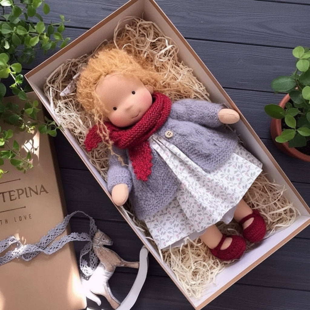 Poupée artisanale en coton style Waldorf – Jouet doux pour jeu imaginatif – image 15