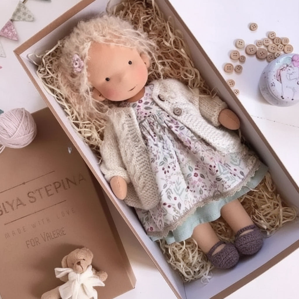 Poupée artisanale en coton style Waldorf – Jouet doux pour jeu imaginatif – image 16