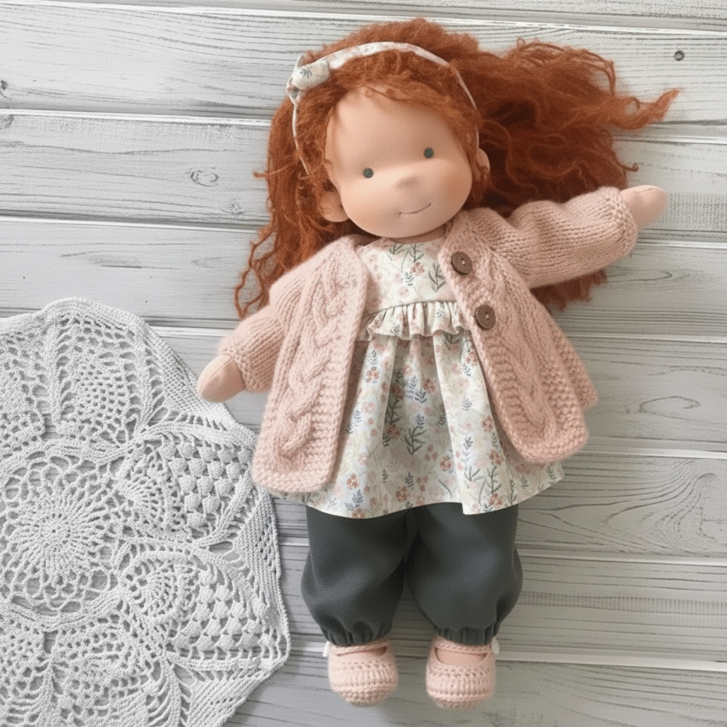 Poupée artisanale en coton style Waldorf – Jouet doux pour jeu imaginatif – image 22