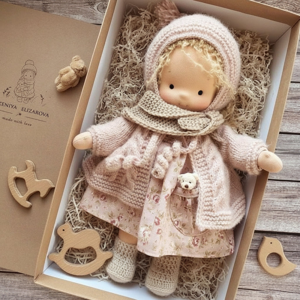 Poupée artisanale en coton style Waldorf – Jouet doux pour jeu imaginatif – image 23