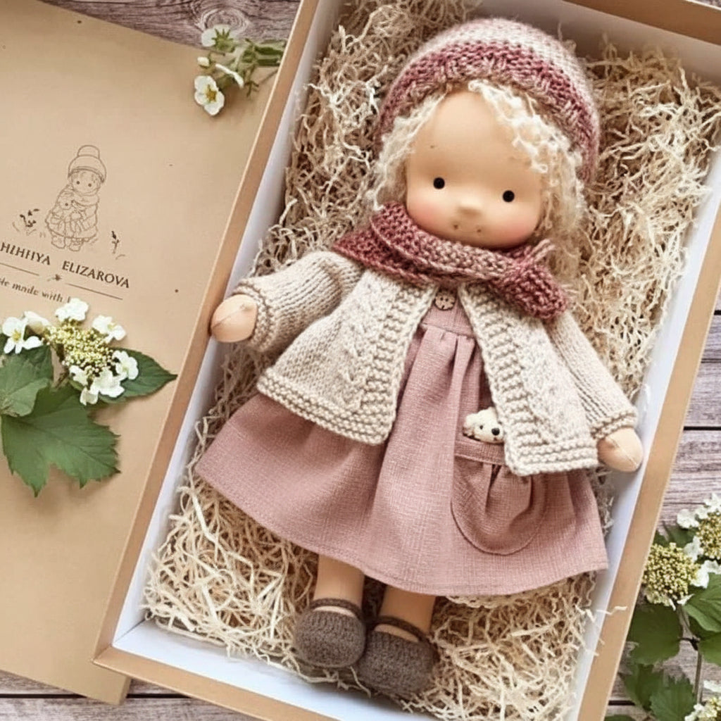 Poupée artisanale en coton style Waldorf – Jouet doux pour jeu imaginatif – image 25
