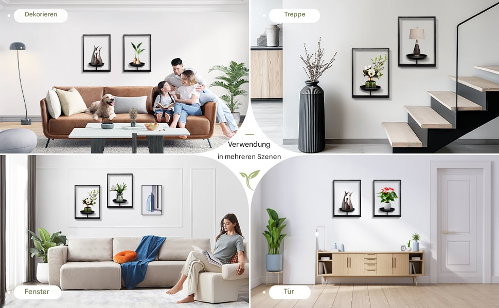 Support mural pour plantes en métal noir, 40 × 30 cm