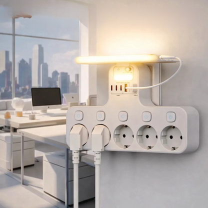 Multiprise murale à interrupteurs individuels et ports USB