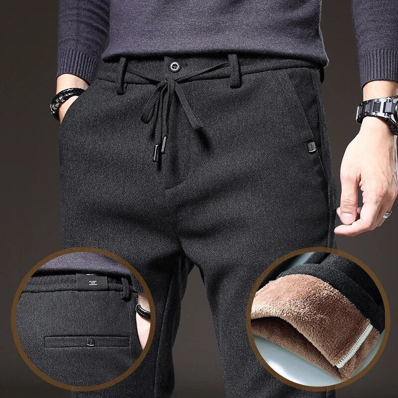 Pantalon en coton et polaire à taille avec cordon