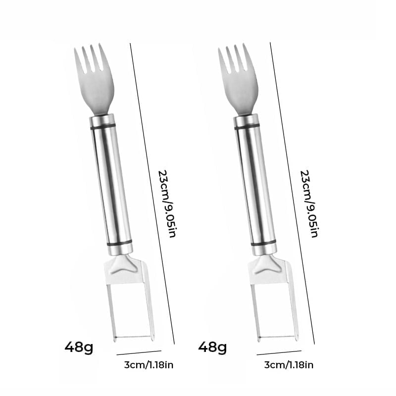 Fourchette coupe-melon 2 en 1 en acier inoxydable