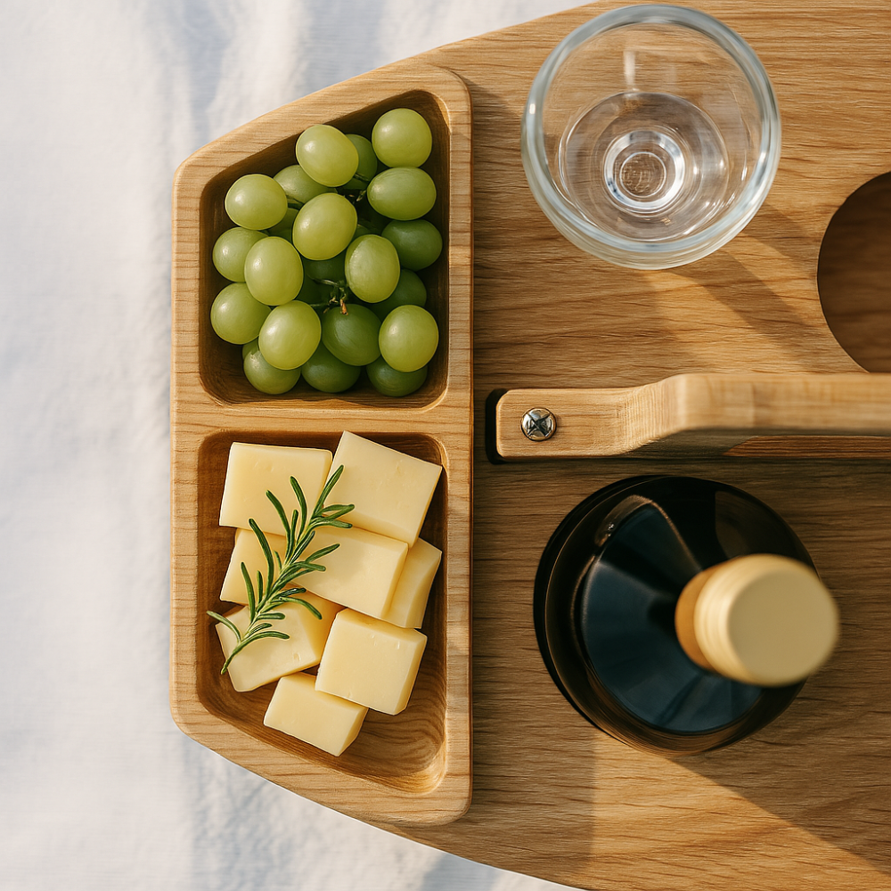Table à vin pliable en bois pour pique-nique
