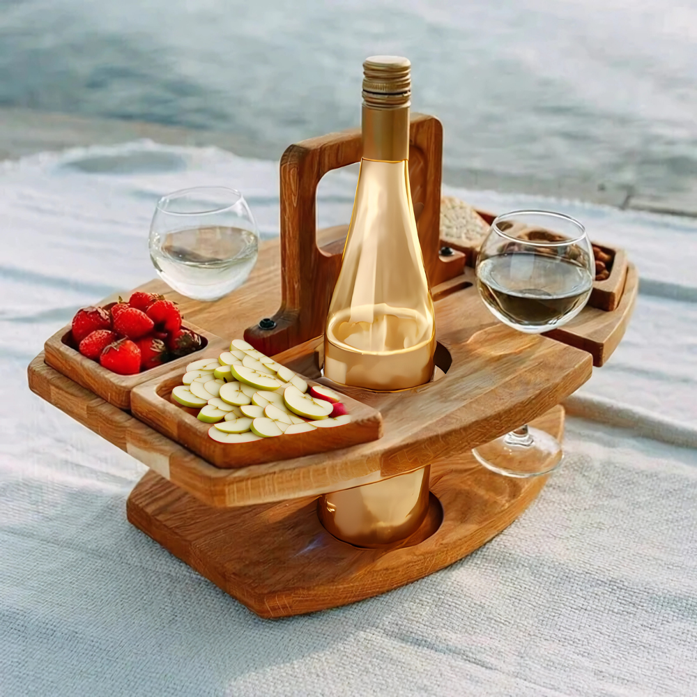 Table à vin pliable en bois pour pique-nique