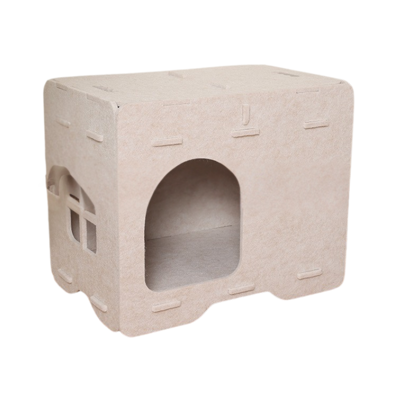 Felineau Cube Douillet en Feutre pour Chat - Nid Modulable