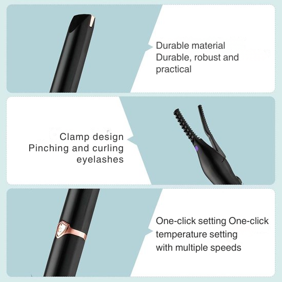 Recourbe-cils chauffant rechargeable USB à 3 températures