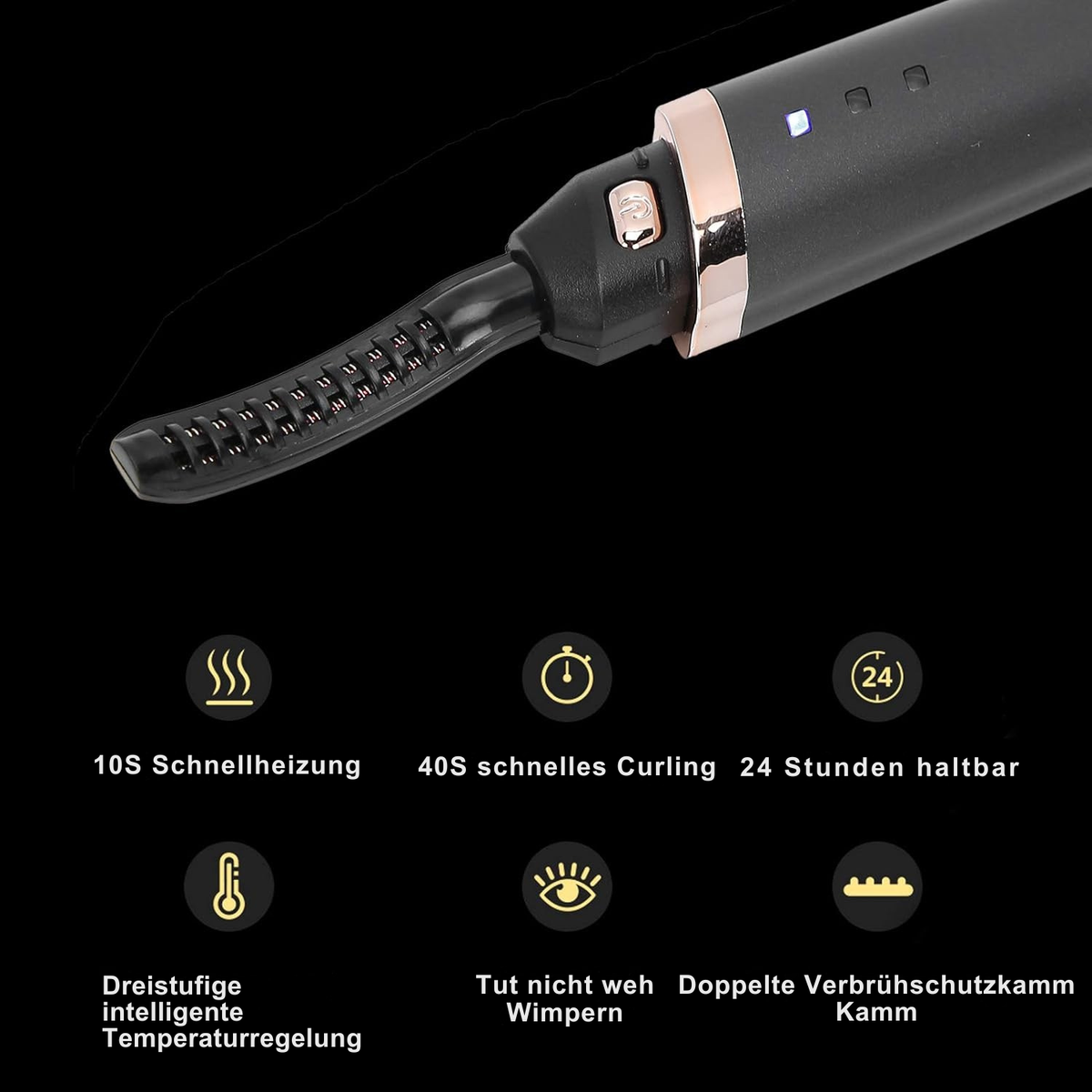 Recourbe-cils chauffant rechargeable USB avec affichage LED