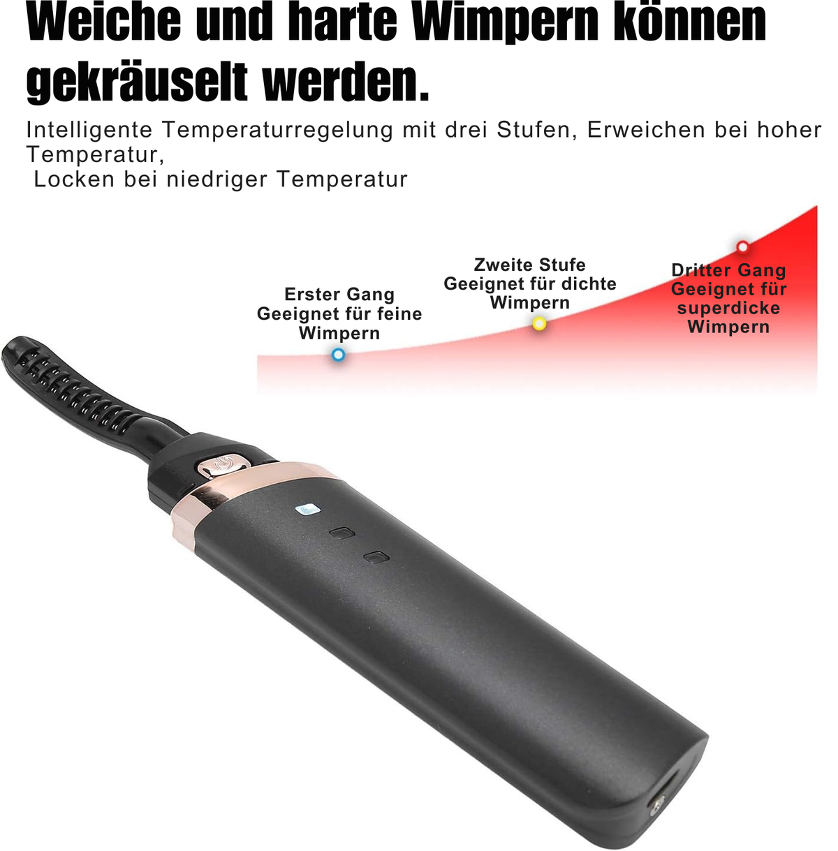 Recourbe-cils chauffant rechargeable USB avec affichage LED