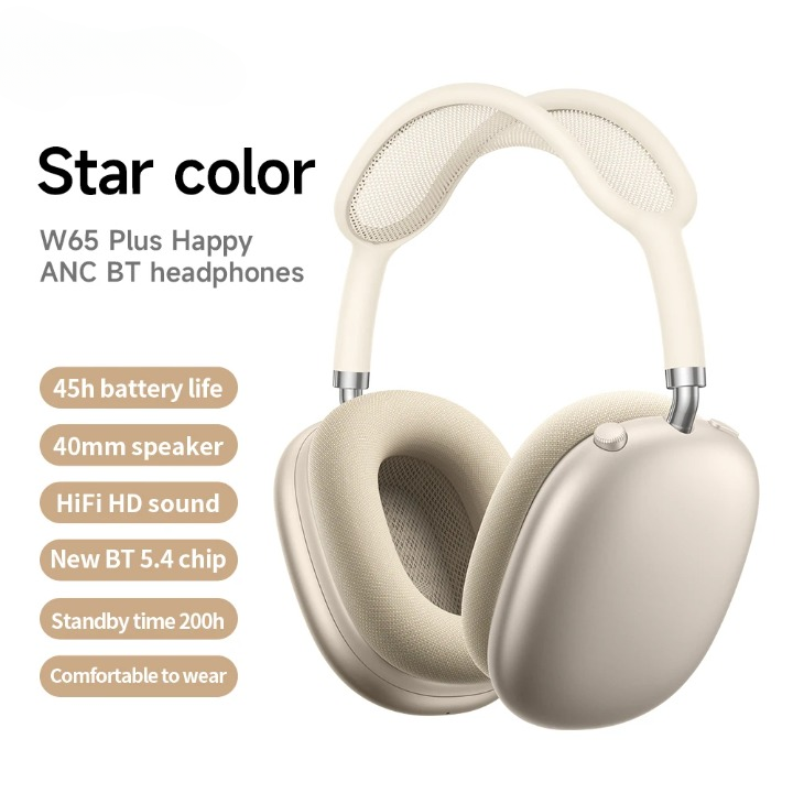 Casque Bluetooth 5.4 W65 Plus avec réduction active du bruit