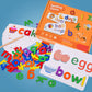 Jeu de lettres en bois avec 28 cartes et crayon