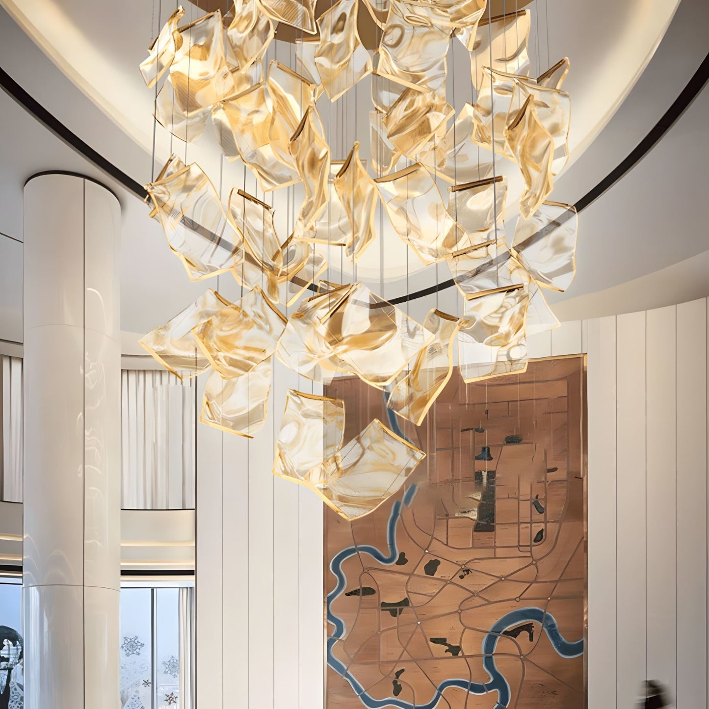 Lustre LED doré à 6 lumières avec base ronde – image 13