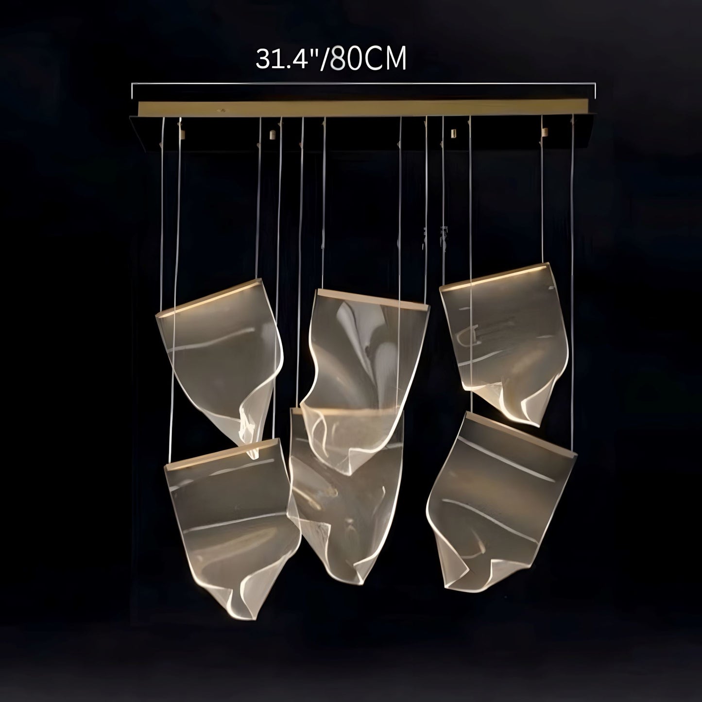 Lustre LED doré à 6 lumières avec base ronde – image 17