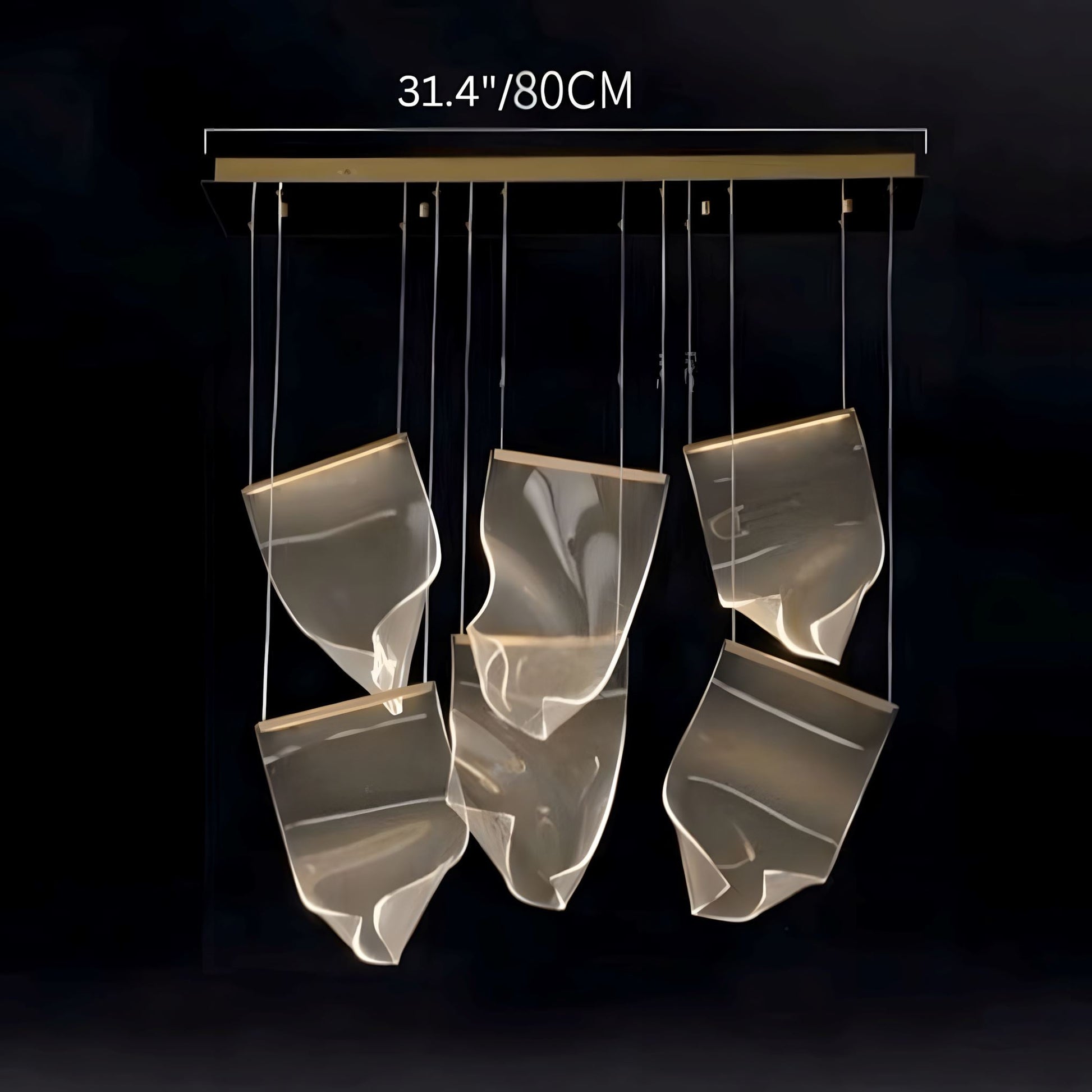Lustre LED doré à 6 lumières avec base ronde – image 17