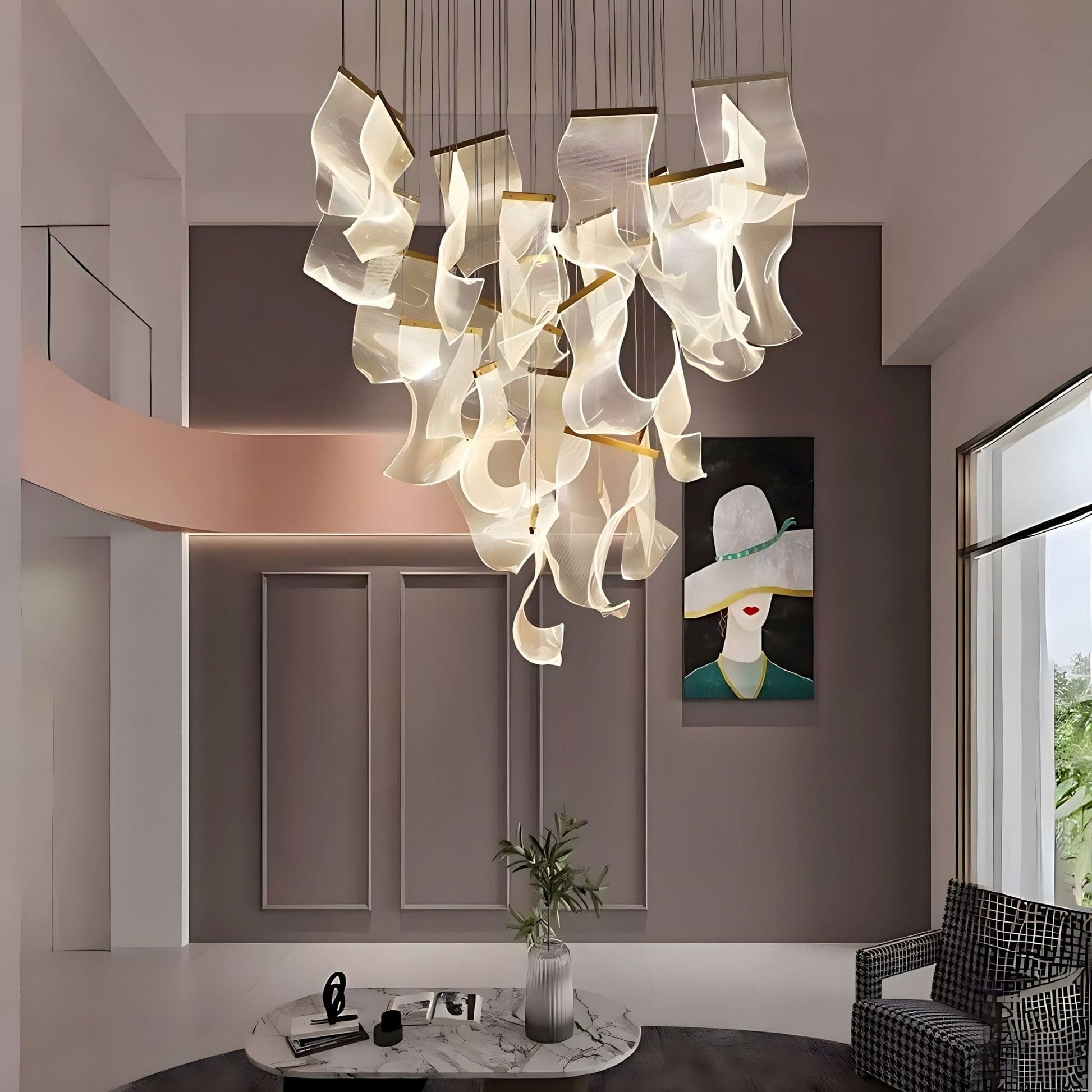 Lustre LED doré à 6 lumières avec base ronde – image 24
