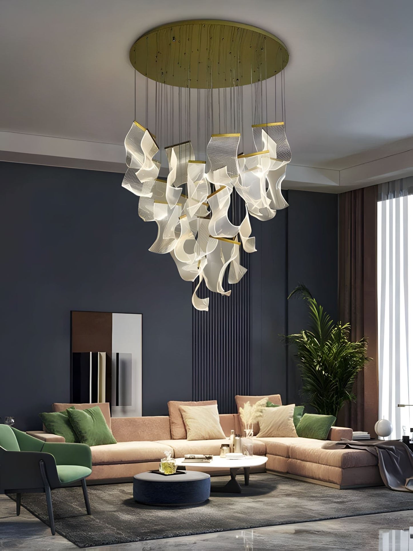 Lustre LED doré à 6 lumières avec base ronde – image 25