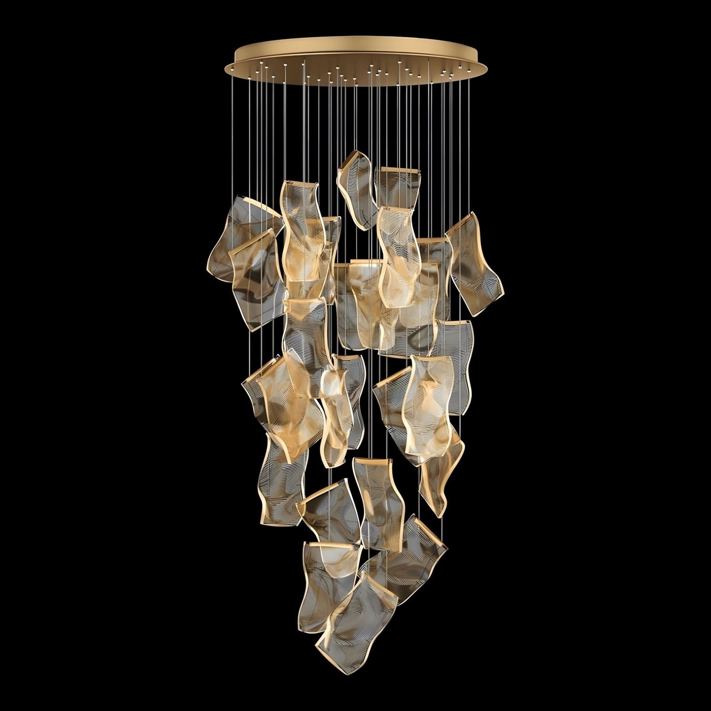 Lustre LED doré à 6 lumières avec base ronde – image 8