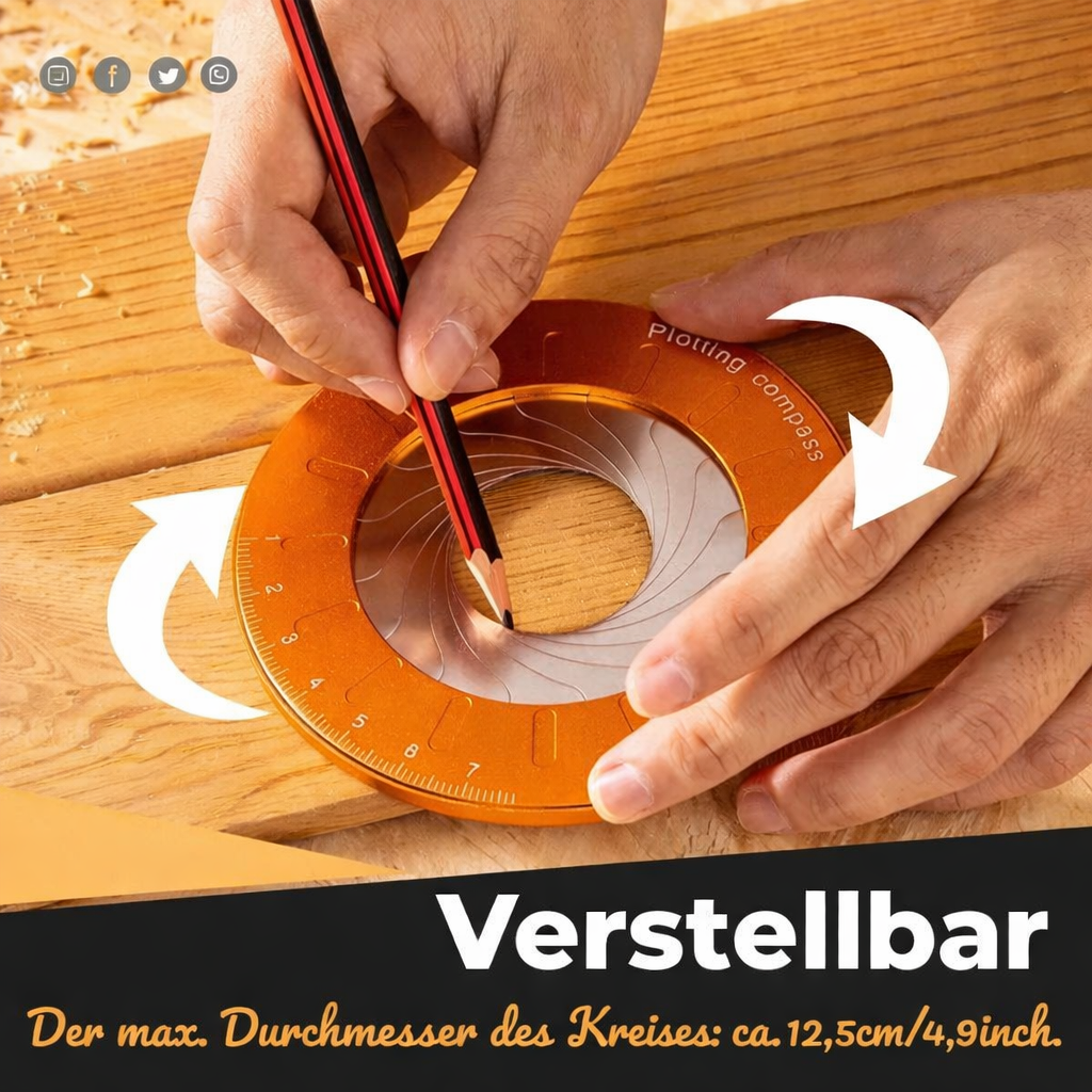 Outil de traçage de cercles réglable jusqu’à 12,5 cm