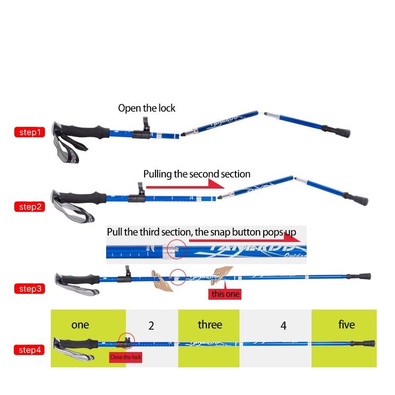 Bâtons de randonnée pliables réglables de 110 à 135 cm