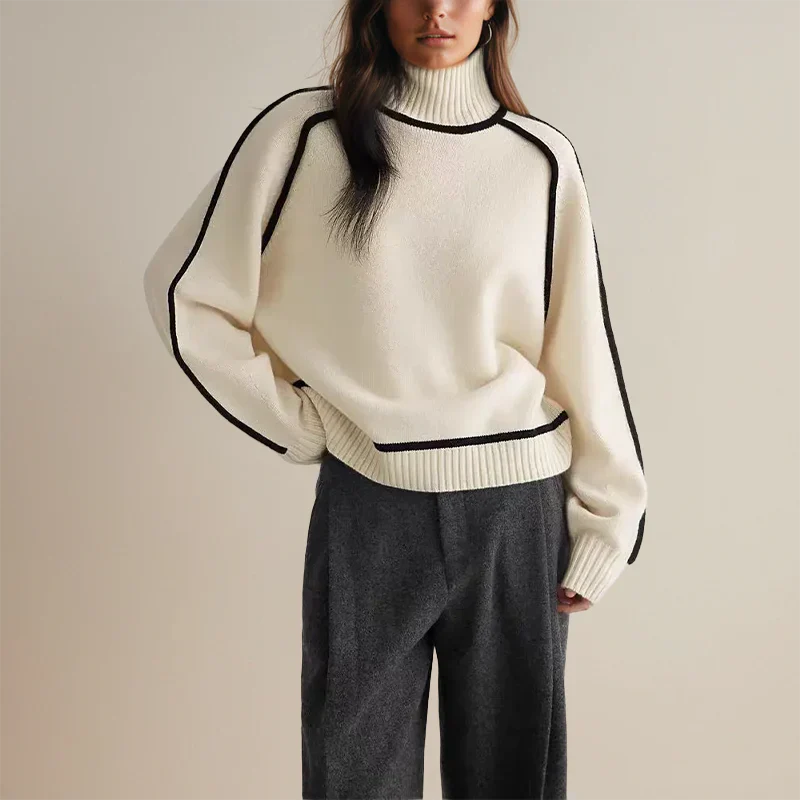 Pull ample à col roulé pour femme, tailles S à 2XL