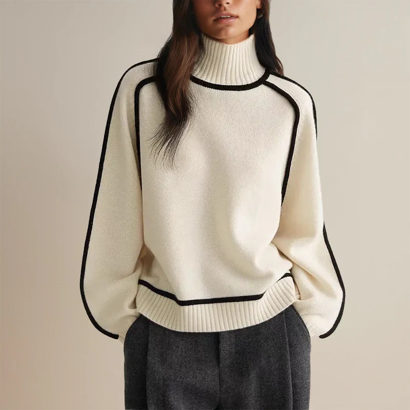 Pull ample à col roulé pour femme, tailles S à 2XL