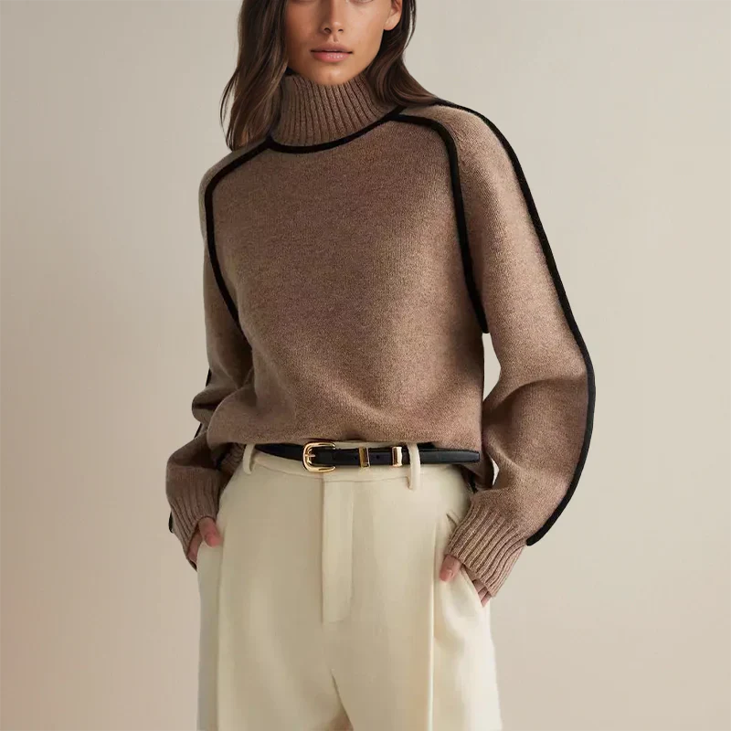 Pull ample à col roulé pour femme, tailles S à 2XL