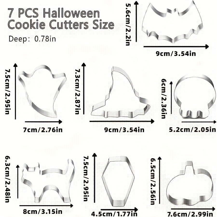 Lot de sept emporte-pièces d'Halloween en acier inoxydable