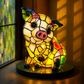 Lampe de table animale en mosaïque de verre, 17 cm
