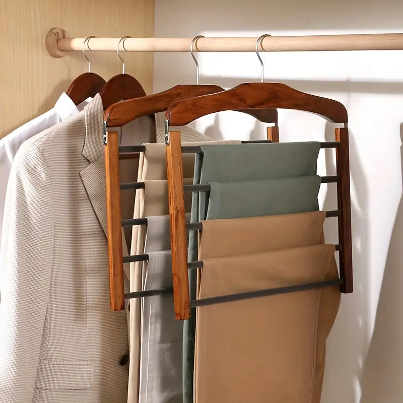 Cintre à pantalons à cinq barres en bois et métal