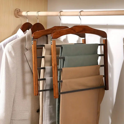 Cintre à pantalons à cinq barres en bois et métal