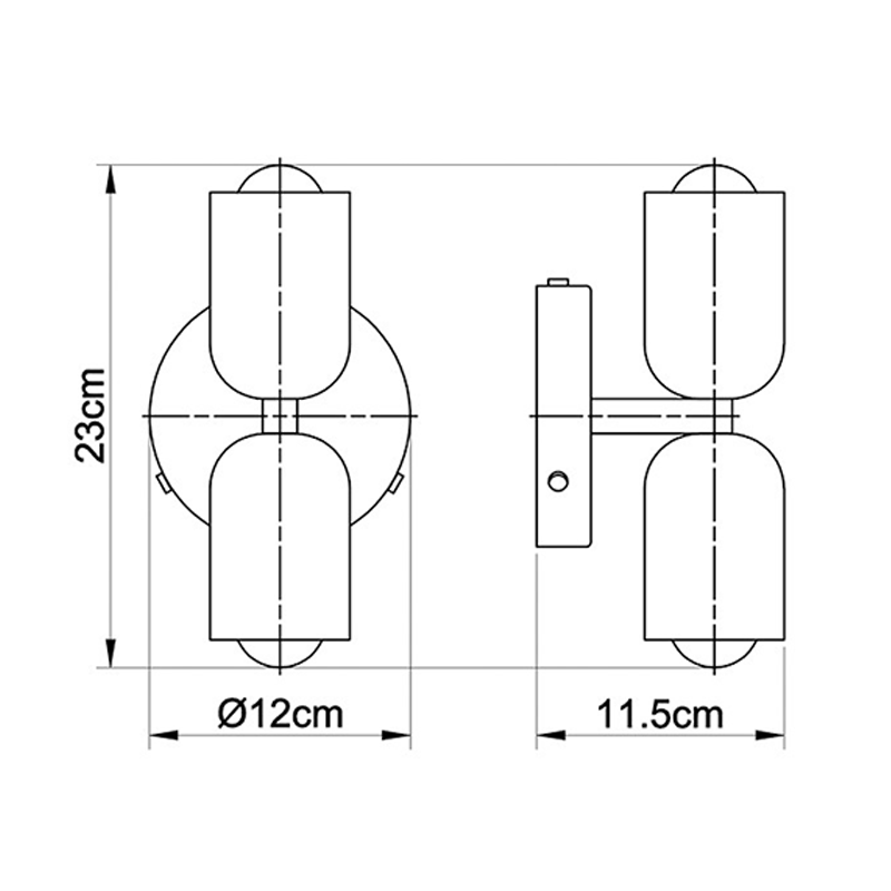 Applique murale à deux têtes orientables, style rétro