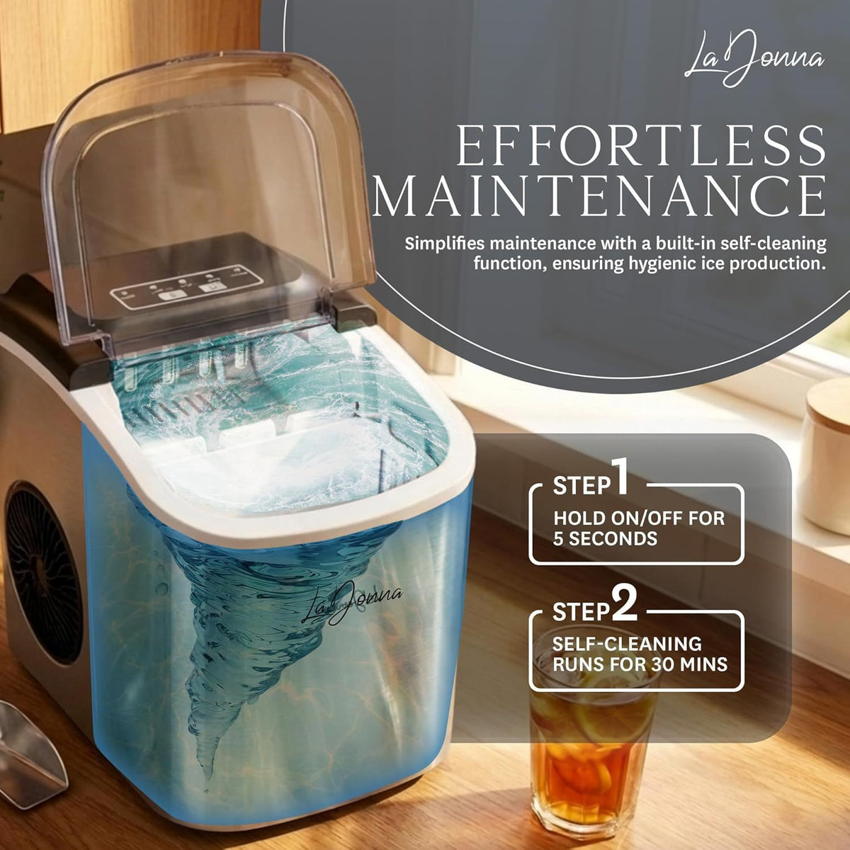 Machine à glaçons de comptoir avec deux tailles de glace