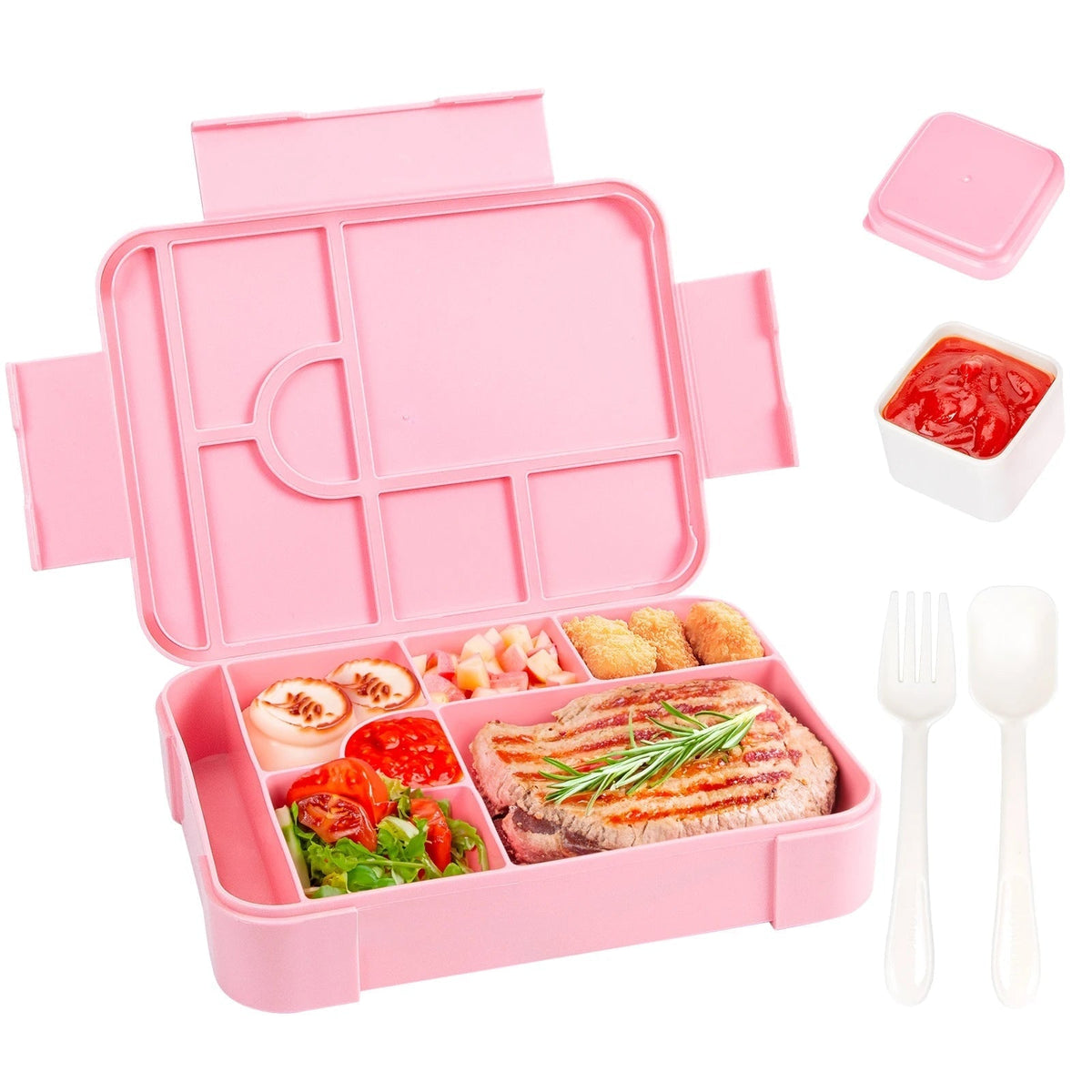 Boîte repas à sept compartiments avec couverts, 1 330 ml