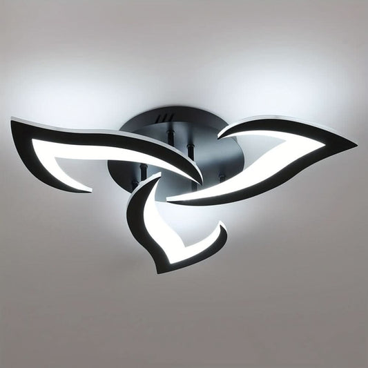 Plafonnier LED floral noir à 3 lumières