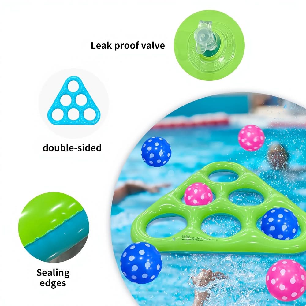 Jeu de lancer gonflable triangulaire pour piscine avec six balles – image 11