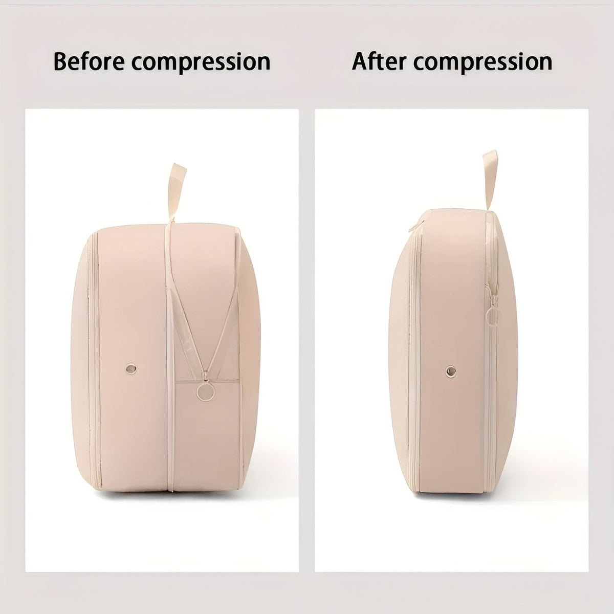 Sac de rangement textile à compression par fermeture éclair
