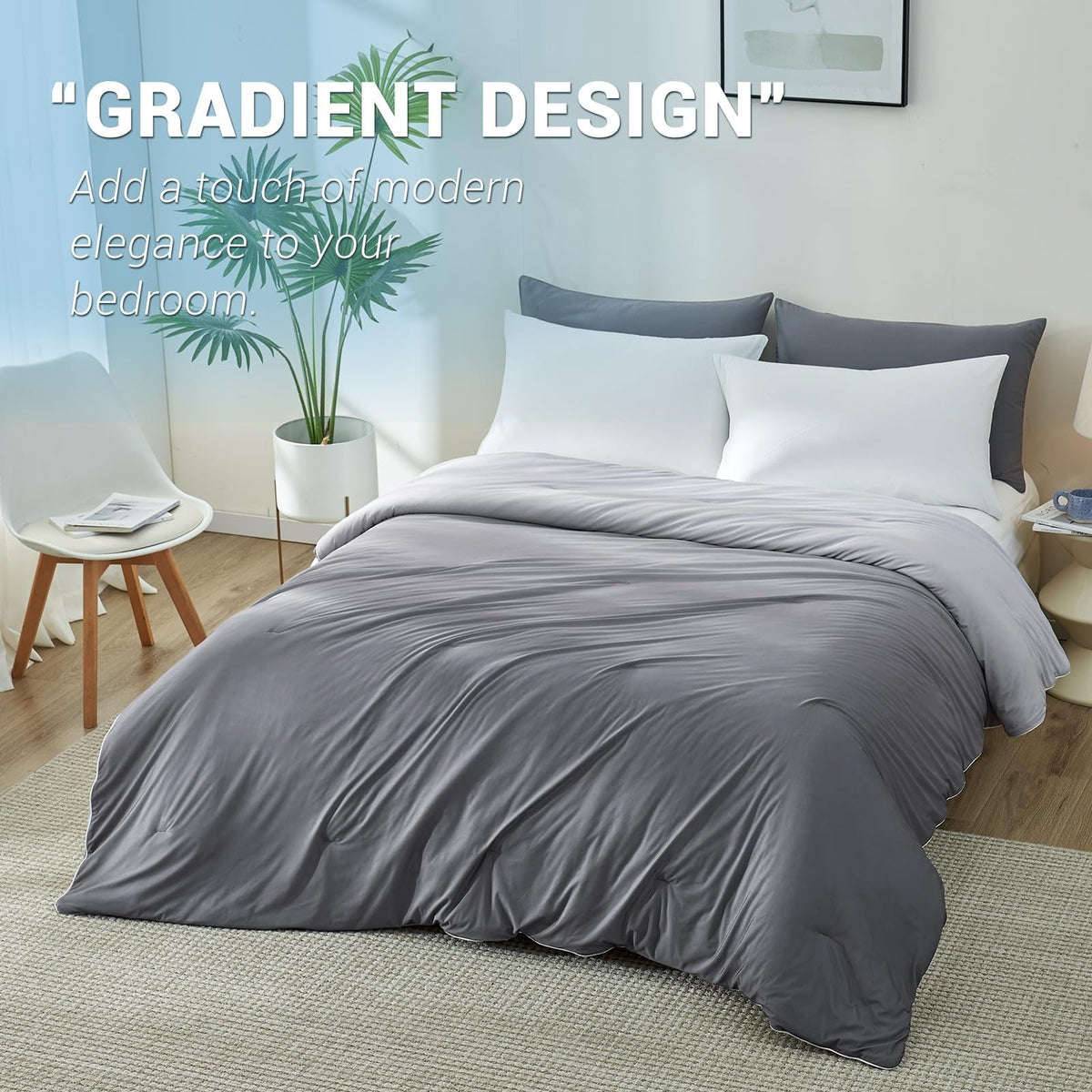 Couverture légère matelassée à dégradé gris