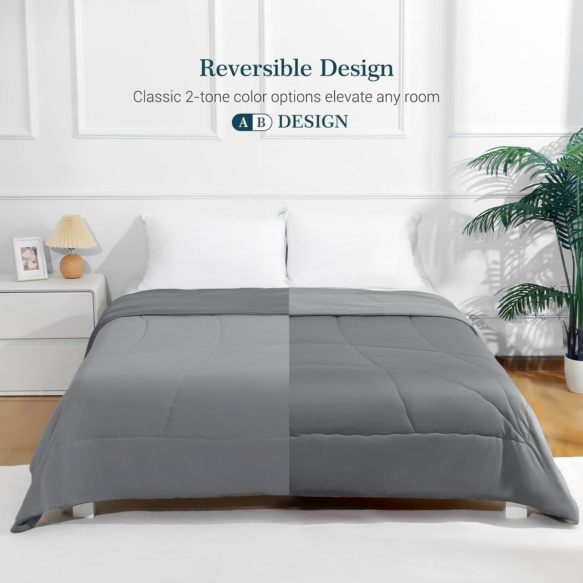 Couverture matelassée légère réversible à deux tons