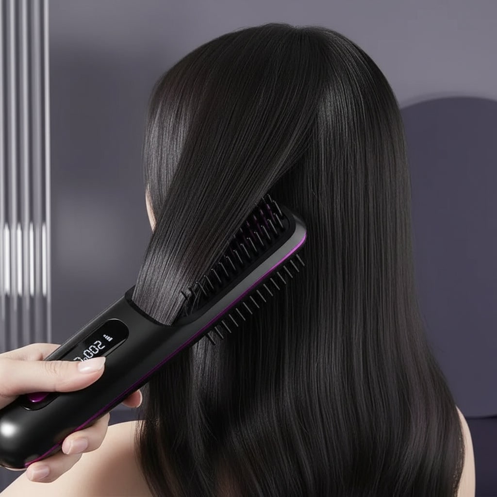 Brosse lissante sans fil USB-C avec affichage de température