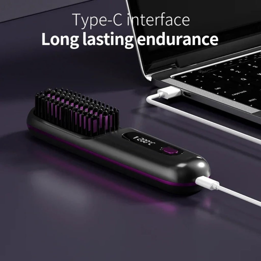 Brosse lissante sans fil USB-C avec affichage de température